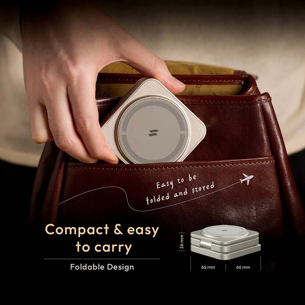 แท่นชาร์จไร้สาย ADAM elements Mag 3 Pro Qi2 3-in-1 Foldable Travel Charging Station สีเทาเข้ม